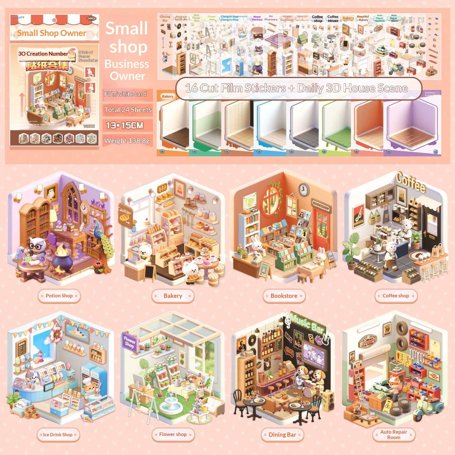 Shop Owner 3D sticker scene book