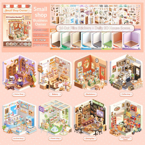 Shop Owner 3D sticker scene book