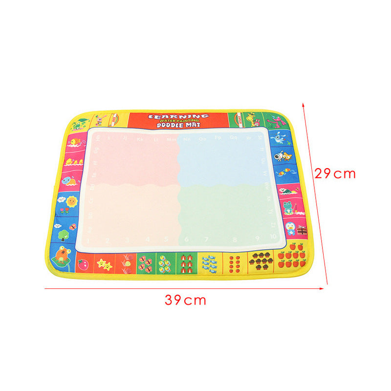 Trekkaboo Water Doodle Mat with printed dimensions, 39 by 29 centimeters